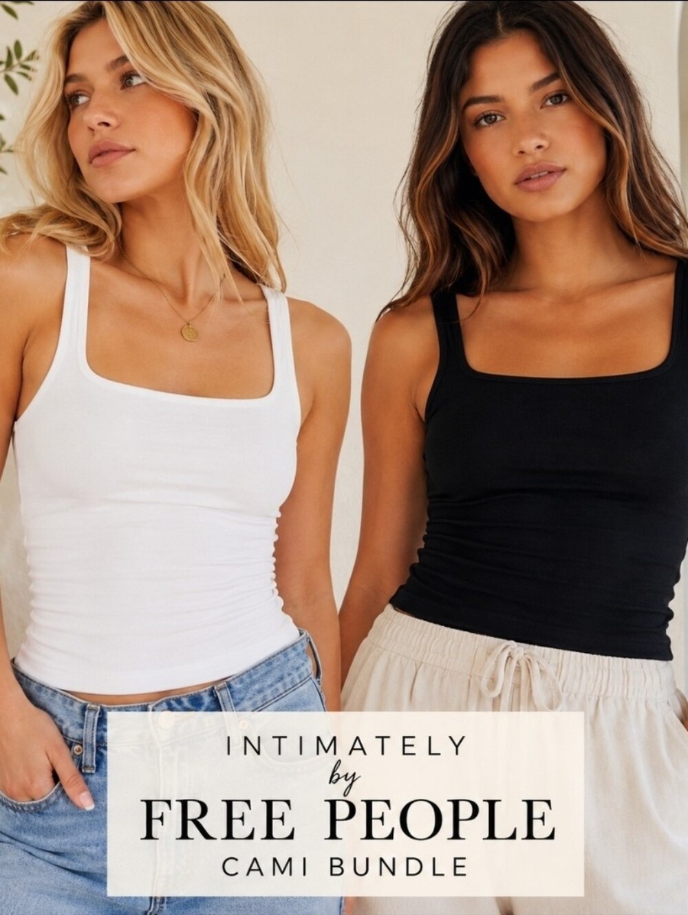 Bundle Of 2 Free People Camisole Black And White XS/S NWT